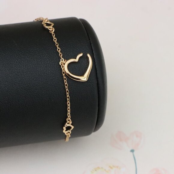 "Delicate Rose Gold Heart Bracelet with Adjustable Chain Extender, XPBL0863 - Picture 10 of 12